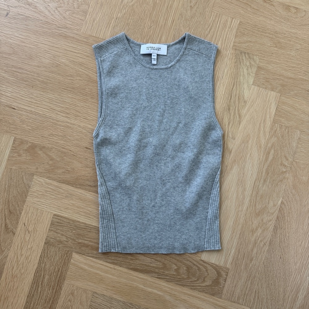 DEREK LAM | Gray Ribbed Tank Top - Picture 2 of 4